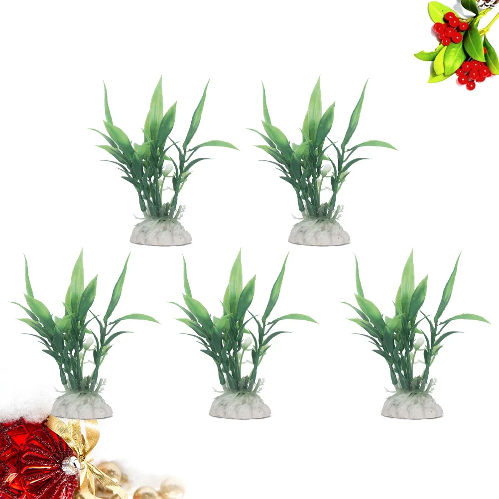 

5 pcs Artificial Bamboo Grass Simulate Plant For Fish Tank Decor Red Fake Aquatic Plants Plastic Ornament Home Garden Pet