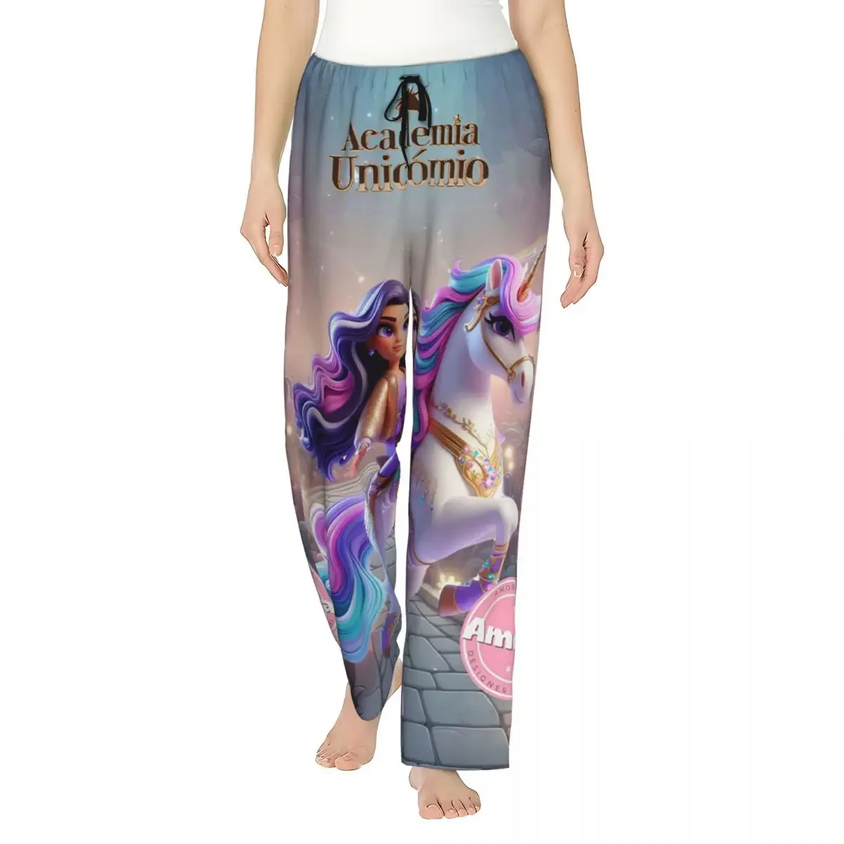 Custom Unicorn Academy Women Pajama Pants Lounge Sleep Sleepwear Bottoms with Pockets