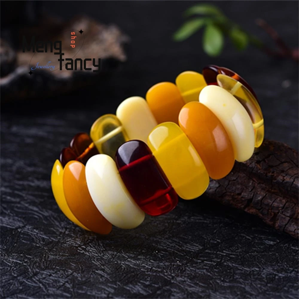 Natural Amber Beeswax Chicken Fat Yellow Bracelet Simple High-grade Exquisite Fashion Luxury Jewelry Best Selling Holiday Gifts