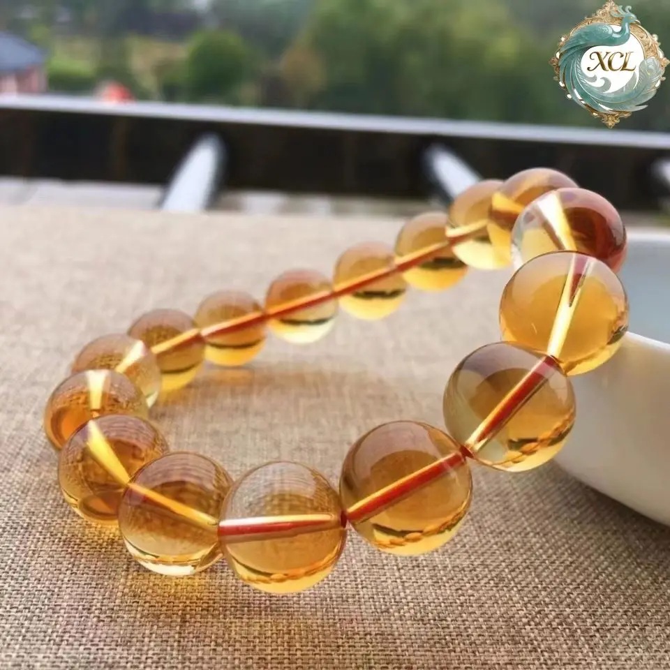 

Оригинальный браслет из бразильского цитрина для коллекционного класса 8А | Lucky Energy Stone для процветания и трансформации