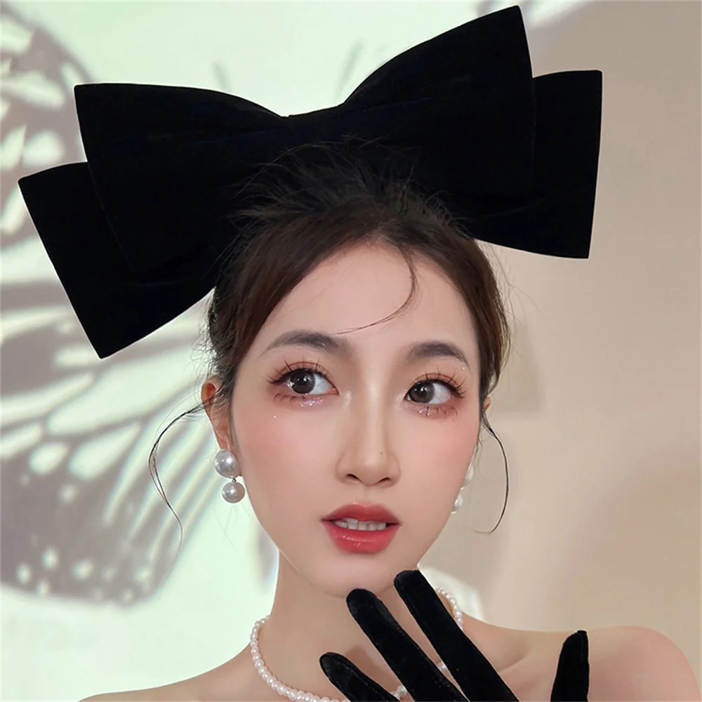 1PC New Fashion Quality Oversized Barrette Bow Hair Clip For Woman Velvet Face Small Back Headwear Hairpin Hair Accessories