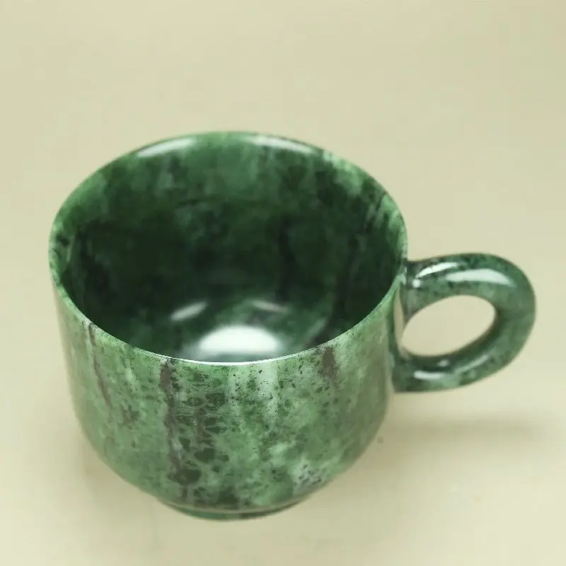 140ml Natural Green Jade Teacup Mug Genuine Tibetan Medicine King Stone Magnetic Jade Mugs Coffee Mugs Milk Glass Health Cups
