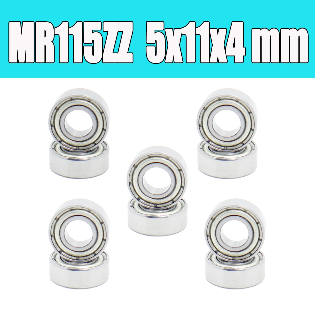

MR115ZZ Bearing ABEC-1 (10PCS) 5*11*4 mm Miniature MR115 ZZ Ball Bearings L-1150ZZ Y04 MR115Z