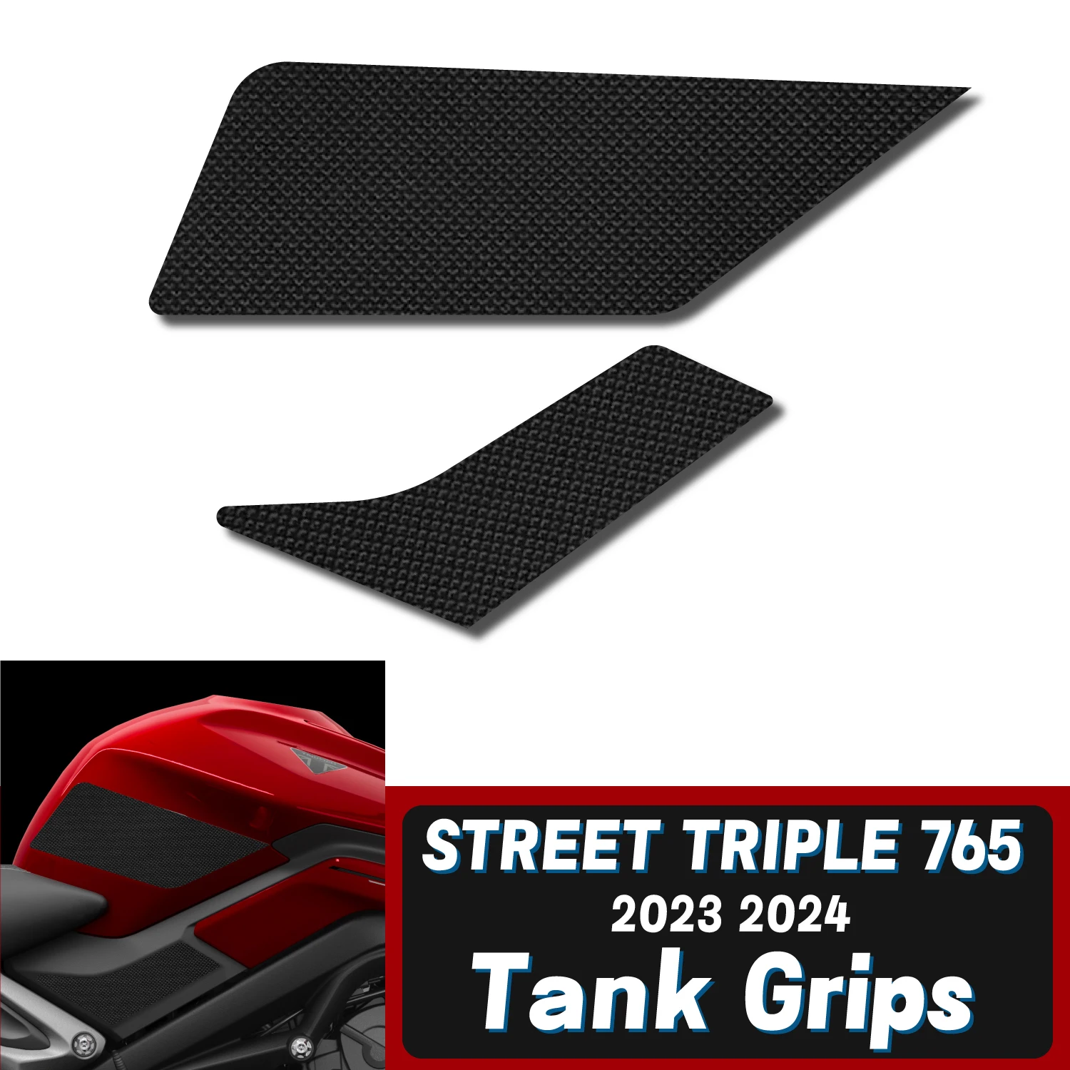 

For TRIUMPH STREET TRIPLE 765 2023-2024 Tank Traction Grips Pads Silicone Rubber