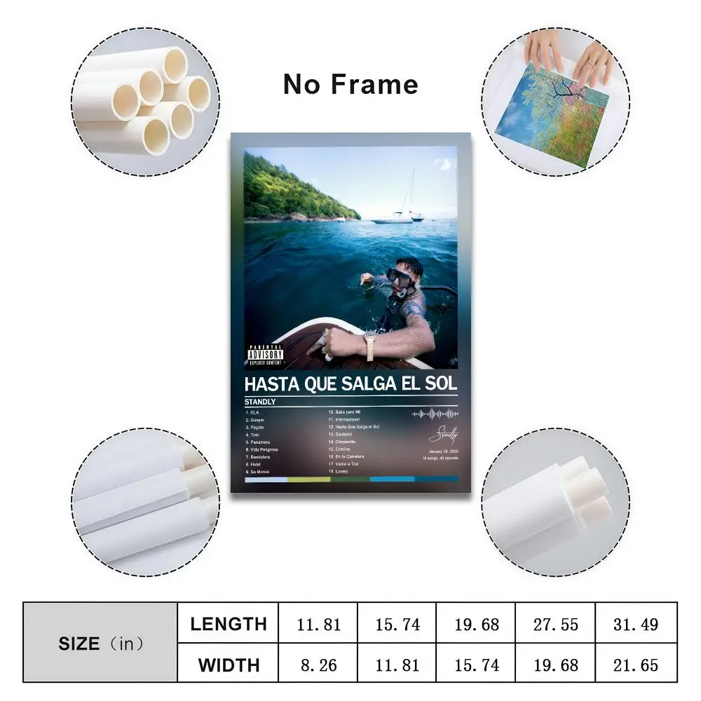 Poster Peelable Self-Adhesive Album Cover Poster Stickers, Frameless Wall Art for Singer Band Pop Rap Bedroom S-Standly