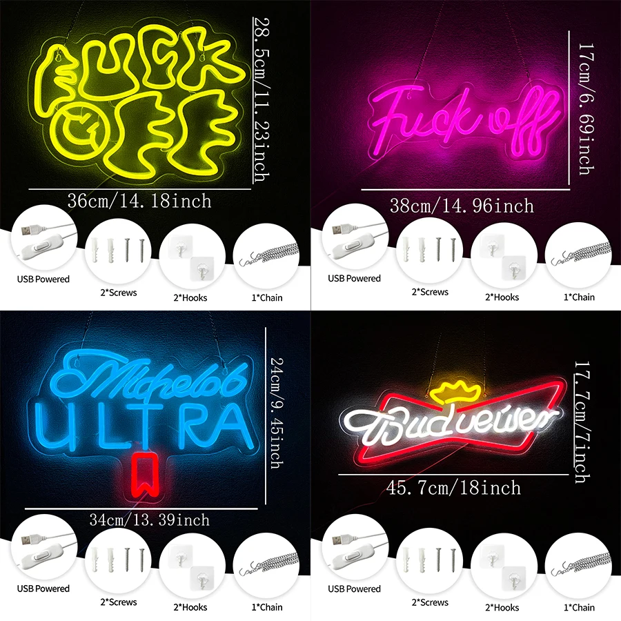 Bar Series Neon Signs, Colorful Letter Icons, Usb Powered, Used For Bars, Shops, Holiday Parties, Clubs, Man Caves Art Decor.