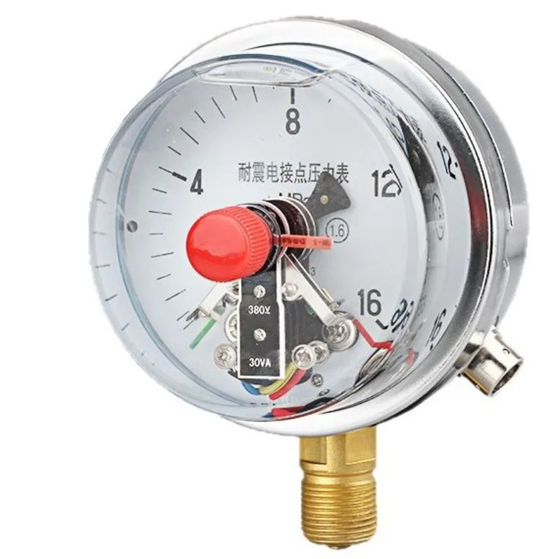 YNXC100 Magnetic Assist Electric Contact Pressure Gauge, Vibration Resistant Pressure Meter, Shockproof Manometer for Pipeline