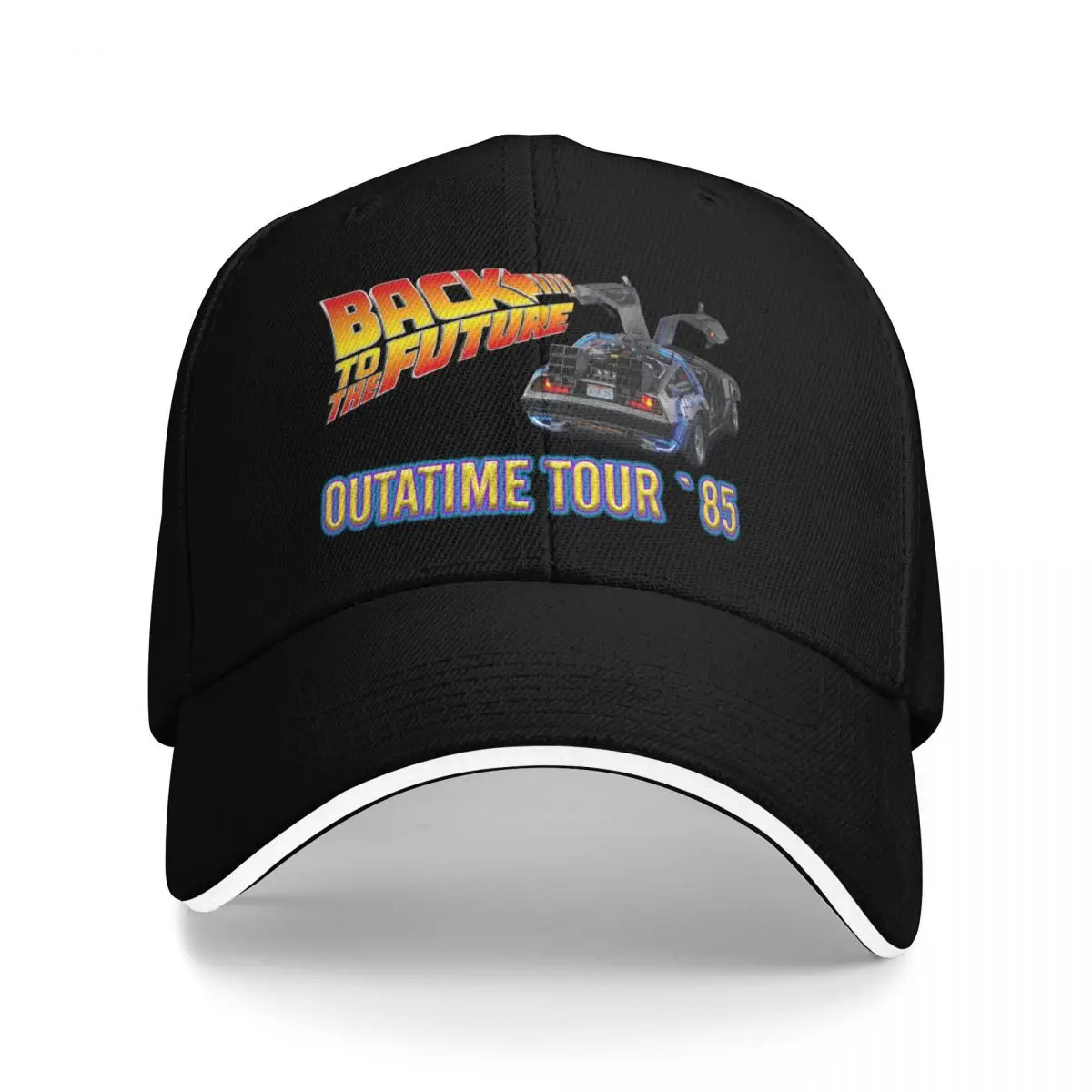 

Back to the future outatime tour, cool science fiction film, officially licensed fan art Baseball Cap Anime Hat For Man Women's