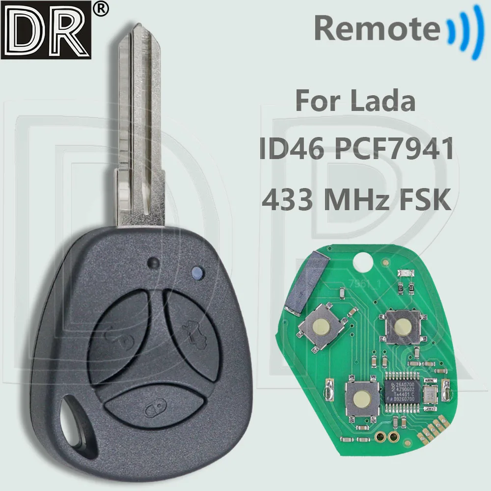DR ID46 PCF7941 Chip 433MHz FSK Repalcement Car Remote Key For Lada Vesta Granta Priora XRay X-Ray Kalina
