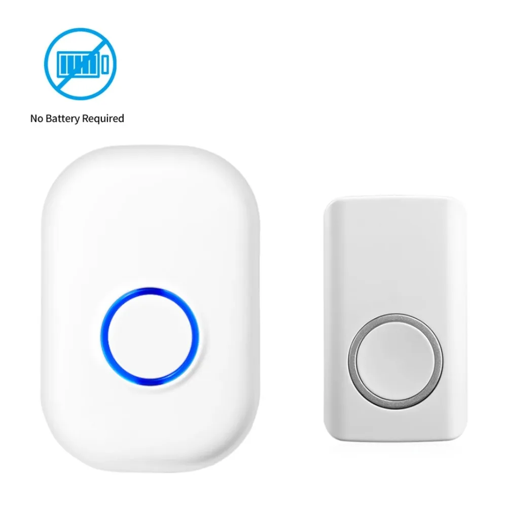 Self Power Wireless Ring Doorbell Kinetic Button Door Bell 58 Melodies LED Indicator Door Chime Set Smart Door Bell