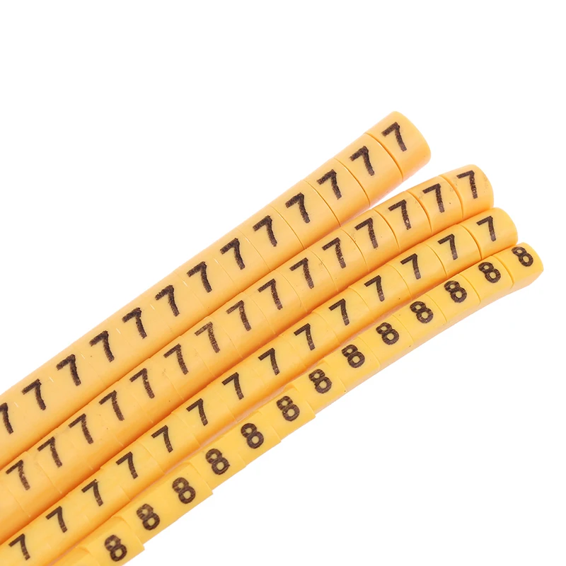 علامات كابل صفراء مكونة من 500 قطعة من الدرجة الاحترافية EC-0.5، مثالية لأسلاك 1، 1.5، 2.5 مم2 #3