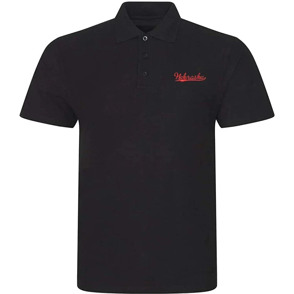 

Мужская повседневная рубашка-поло Lyprerazy Nebraska - NE Футболка-поло для гольфа с короткими рукавами и вышивкой