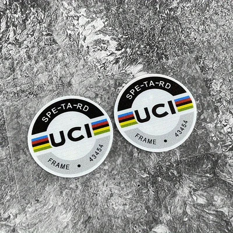 Adesivo rotondo certificato unione ciclistica internazionale da 1/2/4 pezzi Adesivo da ciclismo per decalcomania impermeabile per telaio per mountain bike fuoristrada