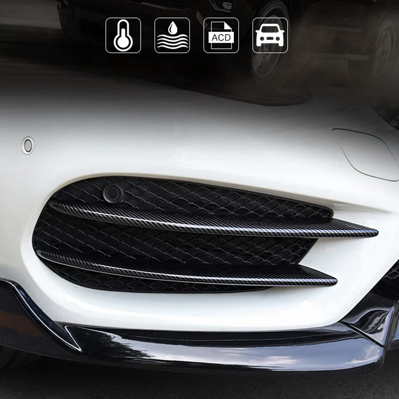 Black Front Bumper Lip Splitter Spoiler Fog Lights Trim Sticker for Mercedes Benz C Class W205 C180 C200L/C180L