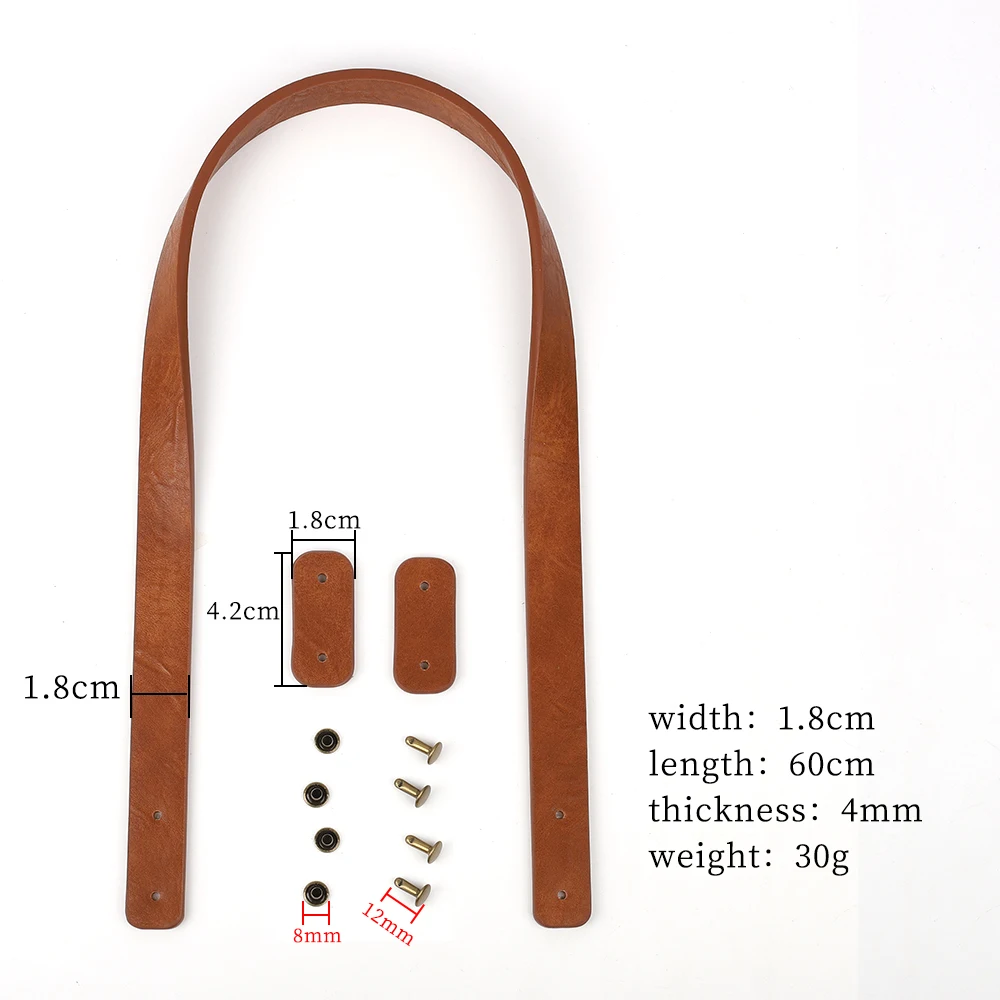 Vintage Soft Leather Bag Strap Handle Shoulder Belt Band Detachable Bronze Hardware Rivet Bag Handles for DIY Bag Accessories