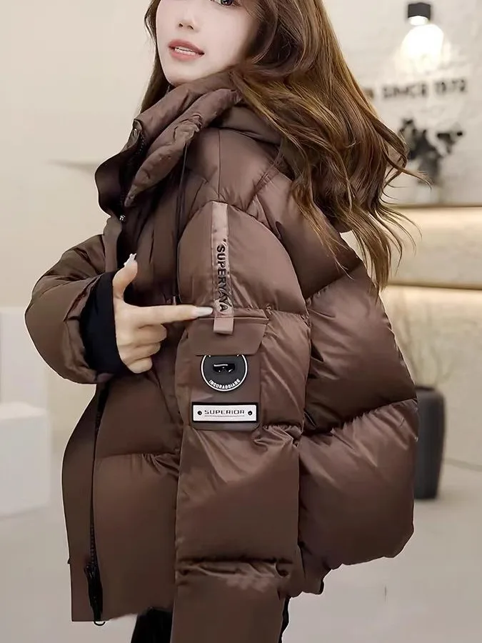 

Женское зимнее пальто Ji Jing ort Thiened Cotton Jaet Bread Sle, корейская версия, пышная све, цветная застежка-молния