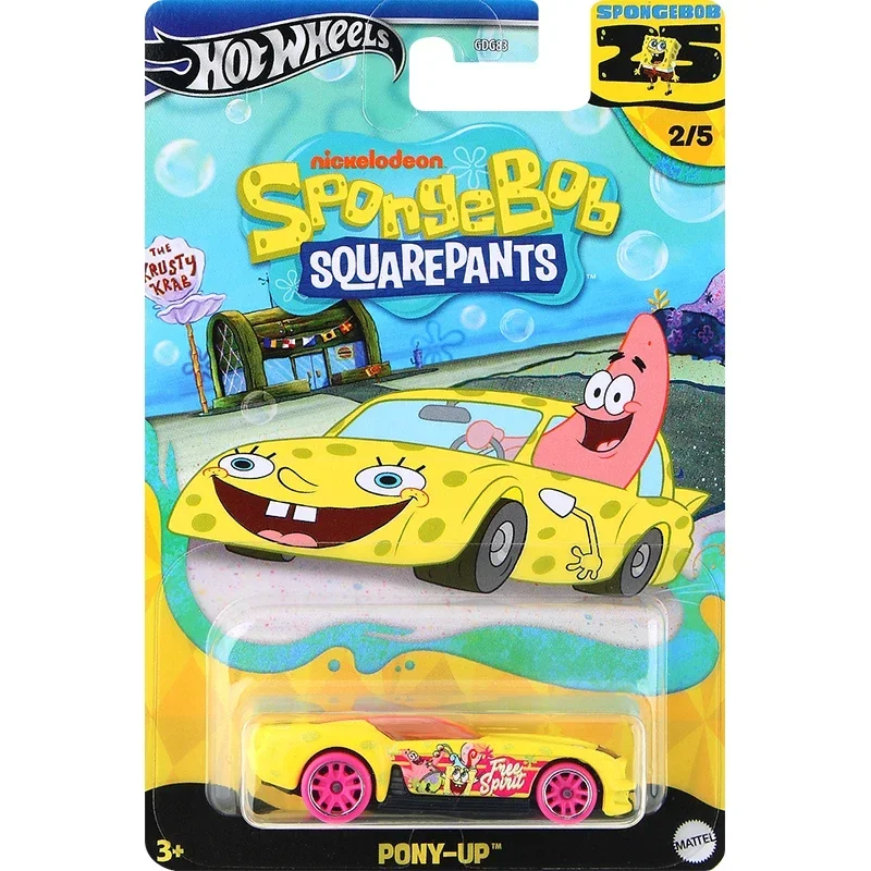 Hot Wheels-coche oficial de Bob Esponja para niños, pipas rectas de viento, regalo, 1:64 Diecast Van Pony-up, entrega rápida