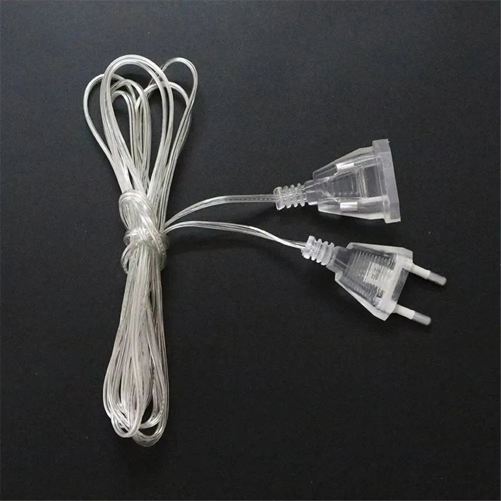 1/2/5pcs 3m 5m EU Plug Male To Female Extension Line Transparent Wire Led Color Light Power Cord Transmission Cable B5