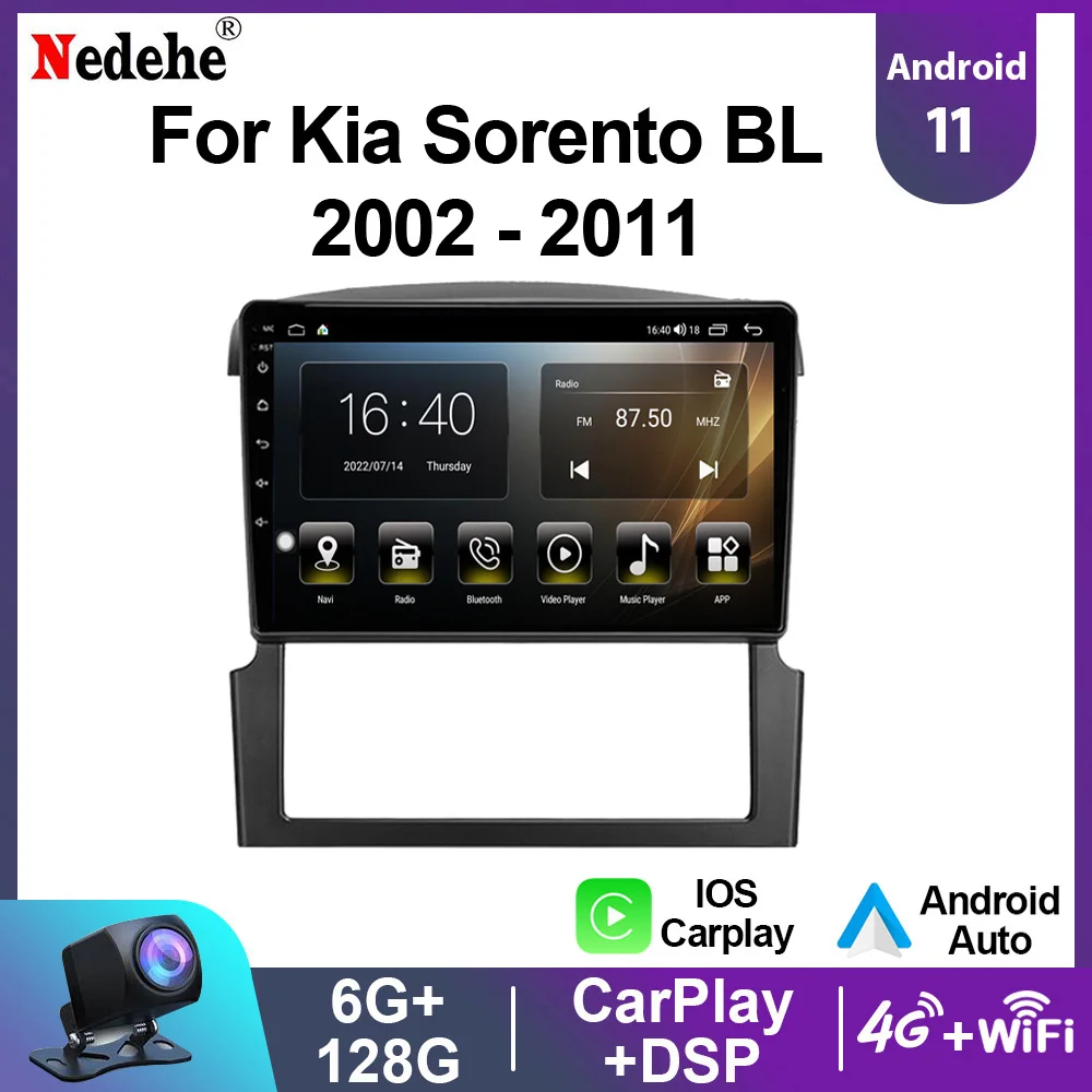 

Автомобильный радиоприемник, стерео Android 11 Carplay для Kia Sorento BL 2002-2011, мультимедийный видеоплеер, головное устройство с GPS-навигацией, светодиодный экран
