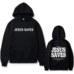 Christian Good News Jesus Saves for God So Loved Bible Verse Print Hoodie Men's Fashion Streetwear Male Casual Fleece Pullover