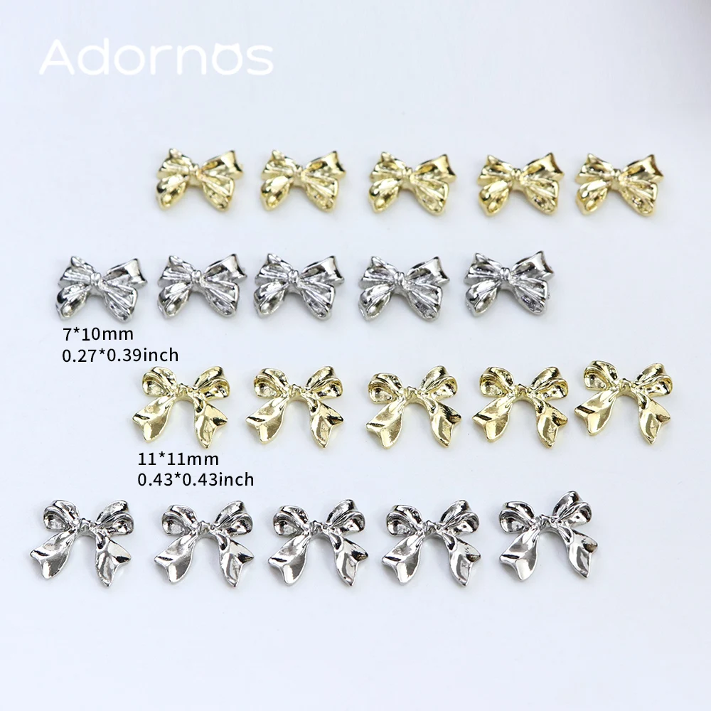 10 pcs/bag Metal Bow Epoxy Resin Art Accessories Golden Silver Bowknot Silicone Molds Filling Crafts DIY Keychain Jewelry Making