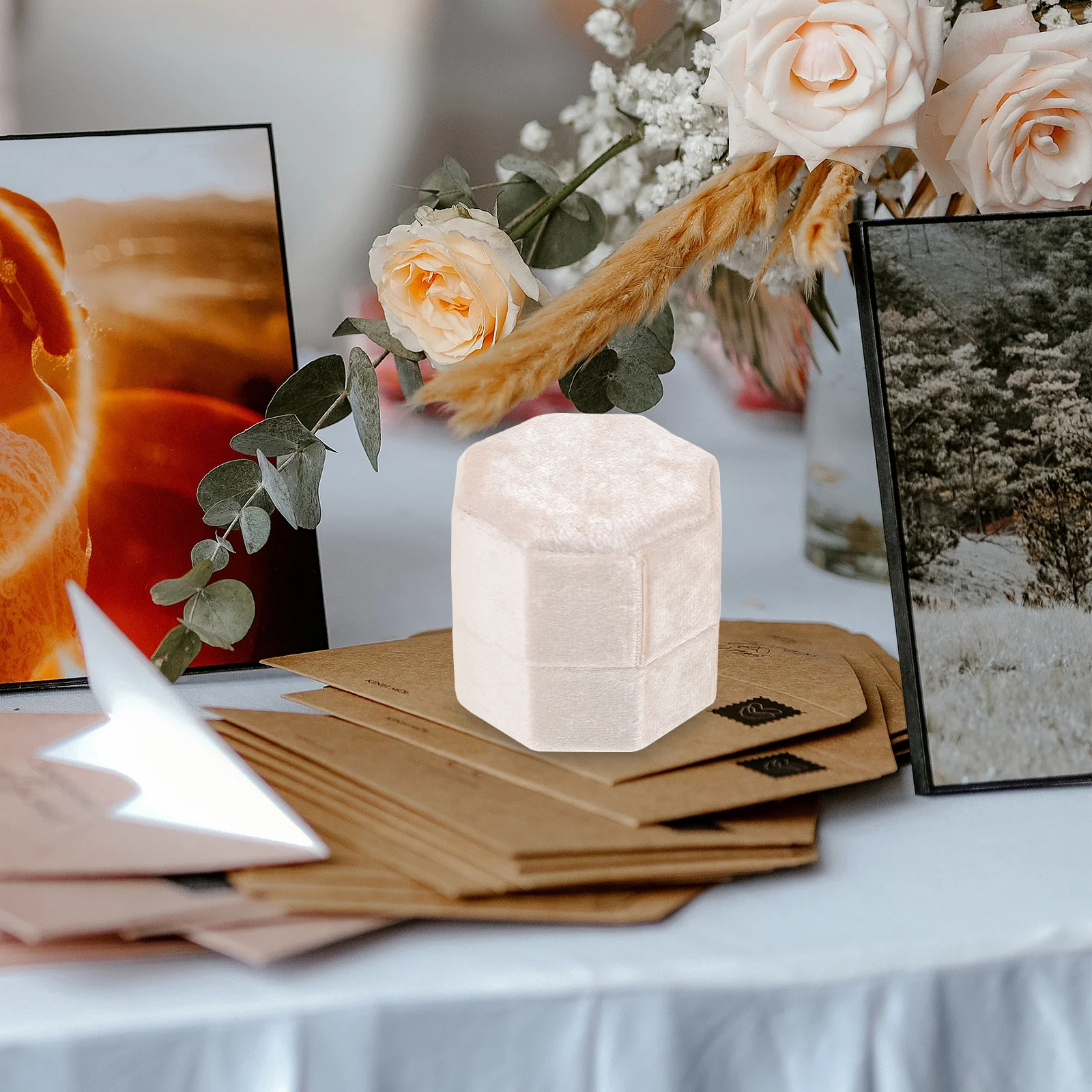 

Gorgeous Ring Box for Wedding Ceremony and Proposal Small Jewelry Display Holder for Engagement Rings with Soft Interior Gift