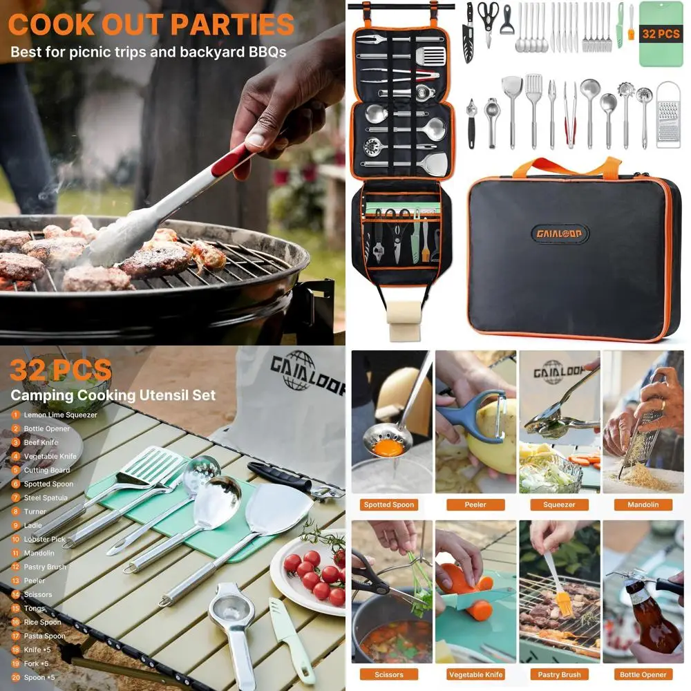 

Набор необходимых принадлежностей для кемпинговой кухни: портативный набор кухонных принадлежностей для приключений на природе