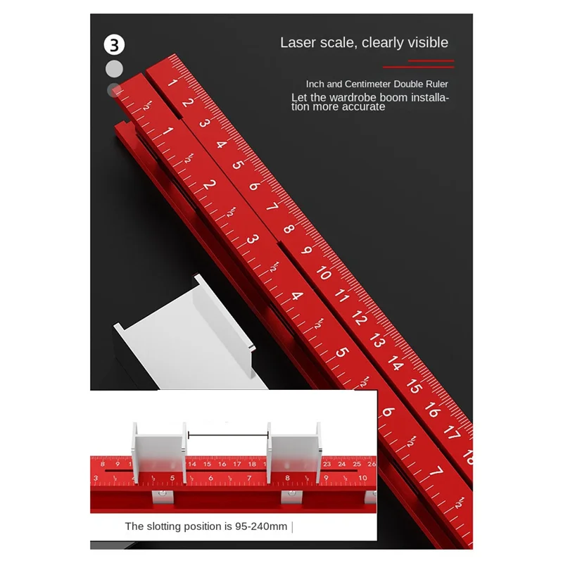 

T19C Punching Positioning Ruler For Wardrobe Boom Installation Carpentry Drilling Locator Suspension Rod Install Tools