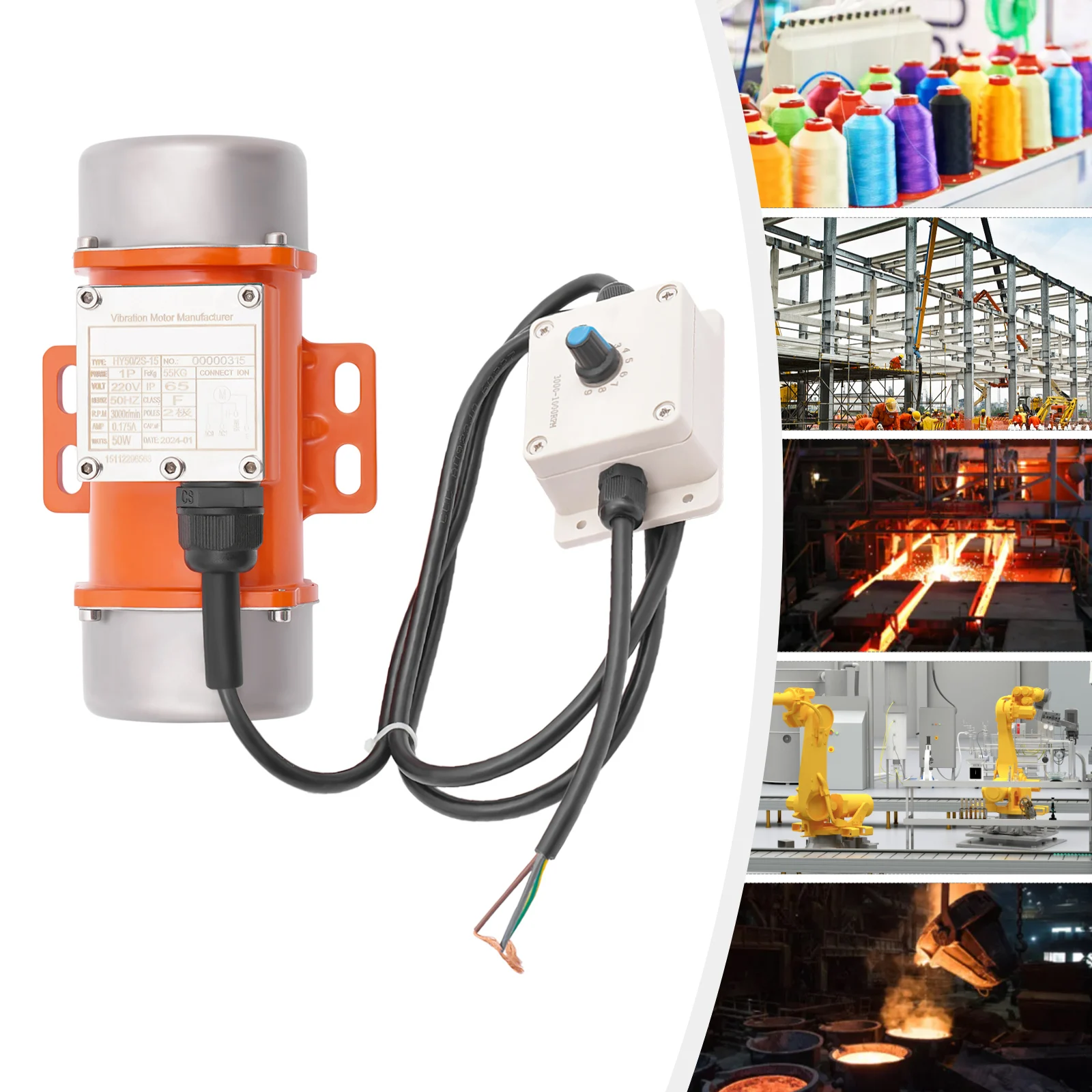 Moteur vibrateur pour béton sans balais, 220V, Maximum 3000 tr/min, avec régulateur de vitesse, pour équipement de machines