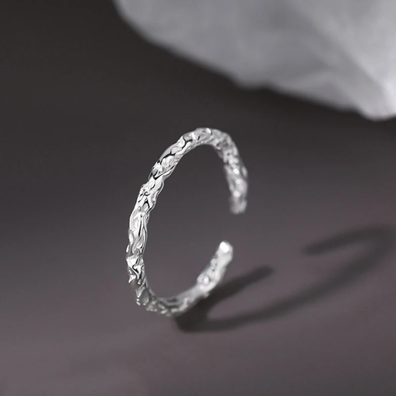 Simplified Design Sensation Texture Sugar Paper Tin Paper Feel Ring for Women Minimalist Luxury Open Finger Ring Index Finger
