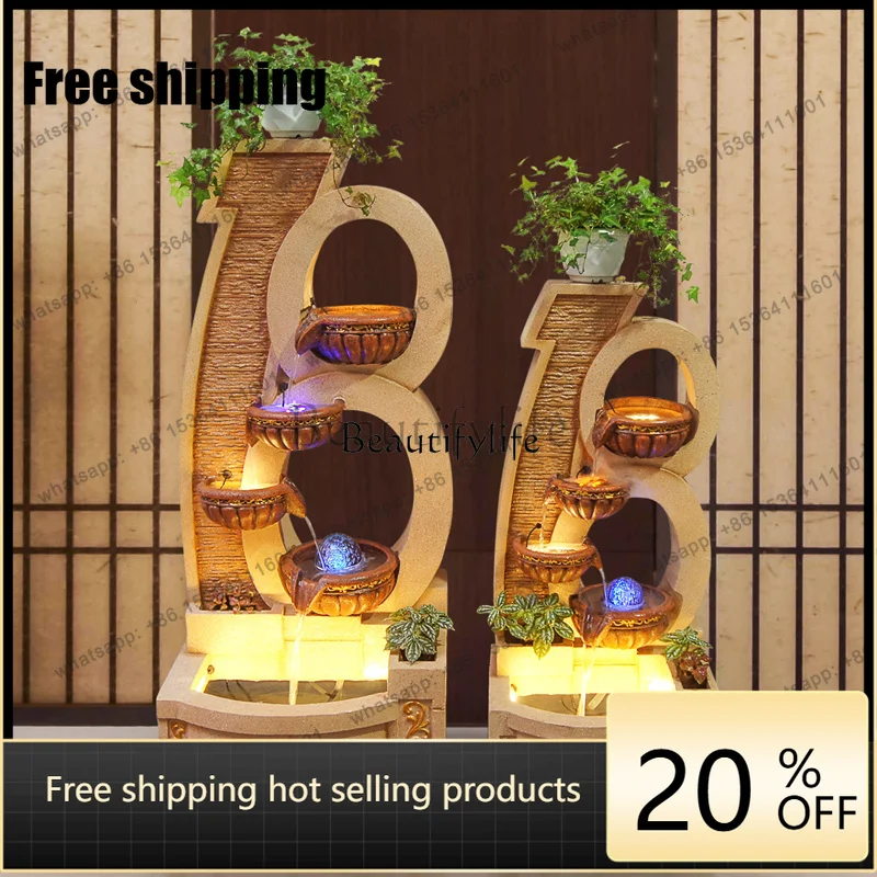 JJ Europeanstyle running water fountain entrance floortoceiling generating wealth ornament circulating water