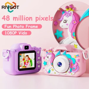 Kamera Mainan Anak Unicorn Kamera Video HD 1080P Kamera Ganda 48MP dengan Penutup Pelindung Silikon Kartu 32GB Hadiah Ulang Tahun Anak Laki-laki Perempuan 12 kamera mainan penjualan terbaik - №