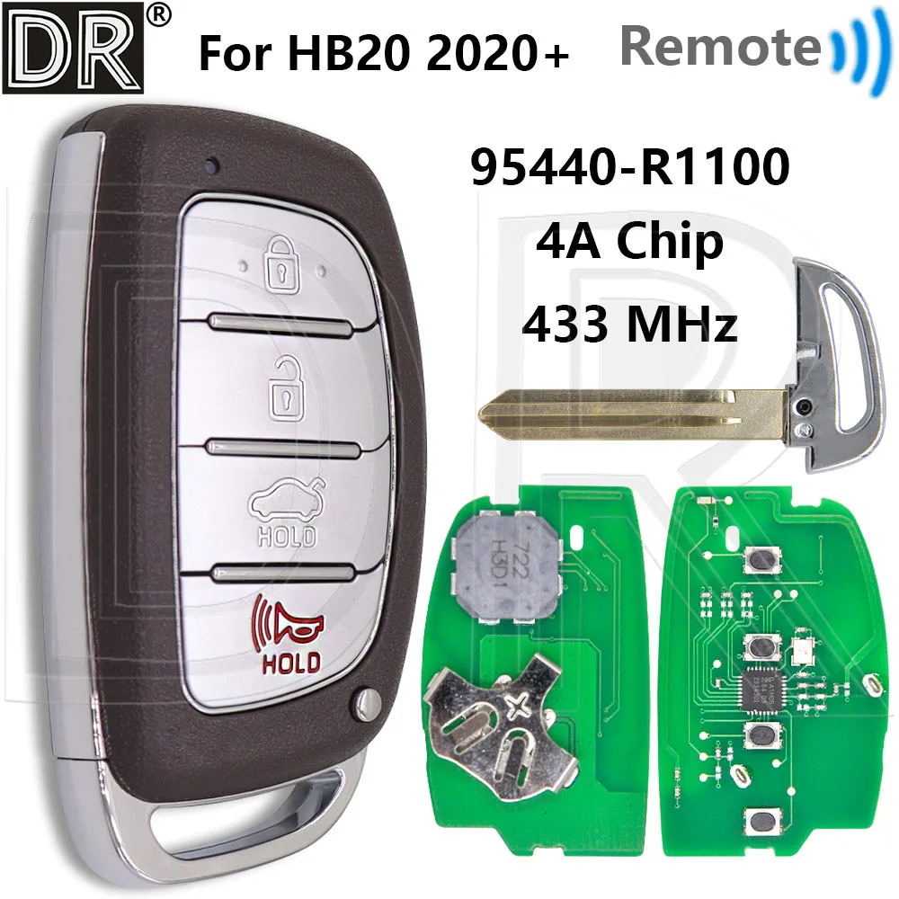 Great 4A Chip 95440-R1100 433MHz Proxomity Car Remote Control Smart Key For Hyundai HB20 2020 2021 2022 2023