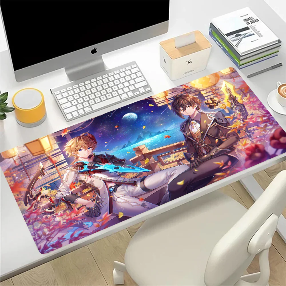 Genshin Impact Tartaglia Large Mouse Pad Gaming Mousepad PC Gamer Computer Office Mouse Mat XXL Laptop Keyboard Mat Desk Pad