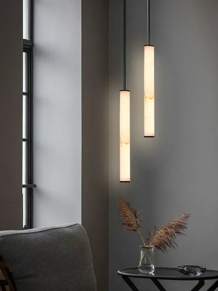 Light Luxury Marble Pendant Light, Modern Minimalist Living Room, Dining Room, Bedroom, Bedside Lamp, Duplex Long Pendant Light