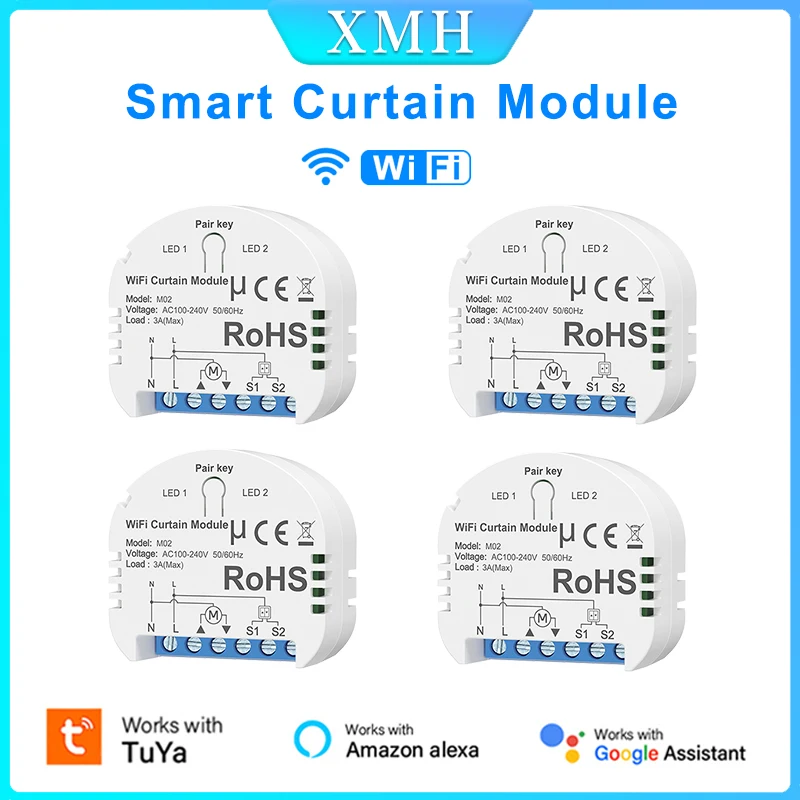 

Умный модуль переключателя для занавесок Tuya, wi-fi переключатель для штор с дистанционным управлением, работает с Google Home, 4 шт.