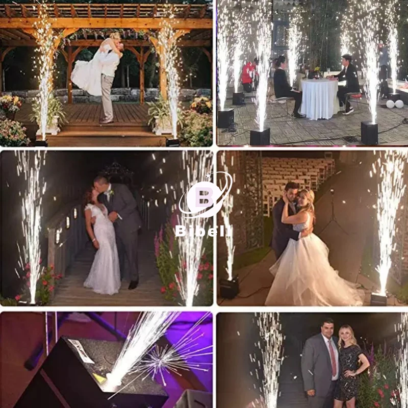 2Pcs 700W 600W Cold Spark Machine 600W Flightcase DMX Remote Firework Fountain Machine Upper Spray Wedding Party Stage Ti Powder