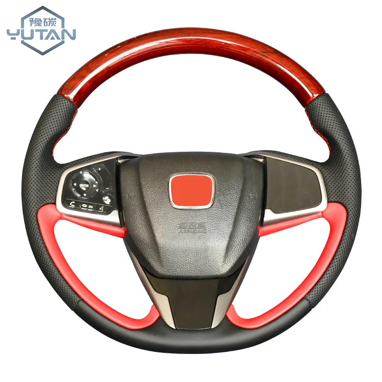 10th 11th Gen Honda Civic IX Solid Wood Steering Wheel For Honda Civic 2002-2005 2008 2012 2022