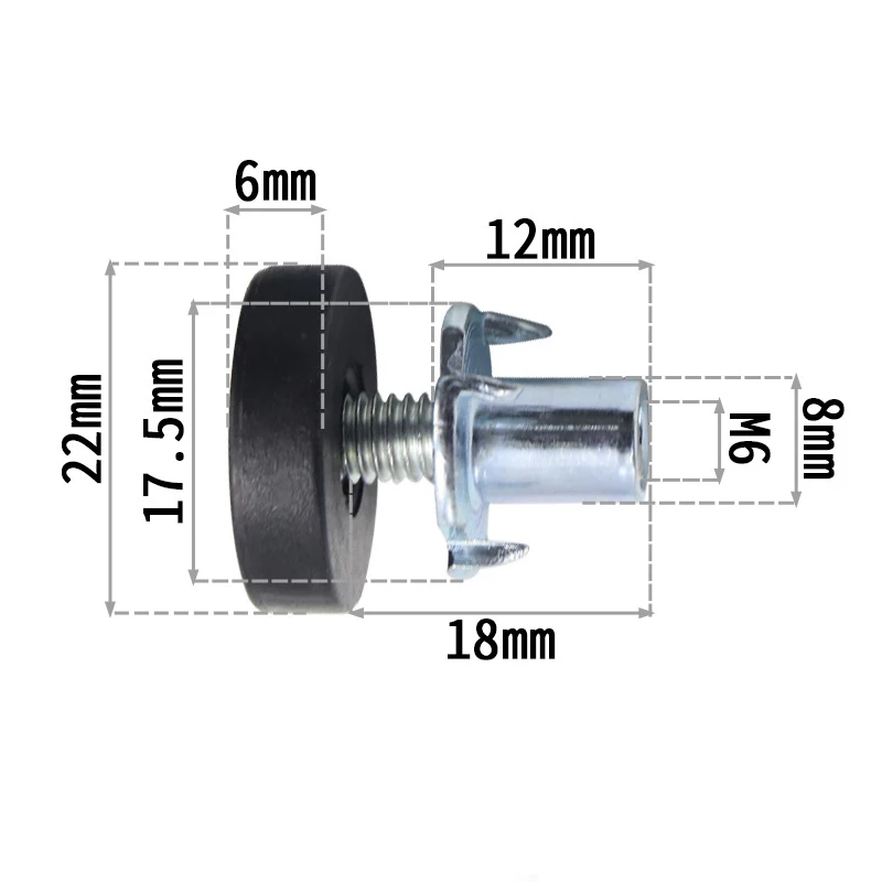 24Pcs Furniture Leveling Feet M6 Thread Four Jaw Nut Anti-slip Support Feet For Table Chair Cabinet Sofa Home Hardware Parts