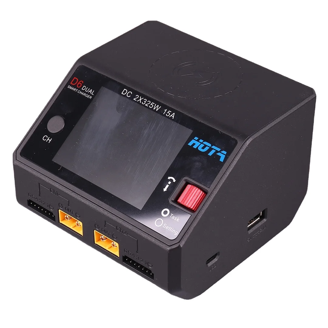 

HOTA D6 DC650W 15A Dual Smart Charger Maximum Current 1600mA Built-in Micro USB for 1-6S Lipo LiHV/NiZn/Nicd/NiMH Battery