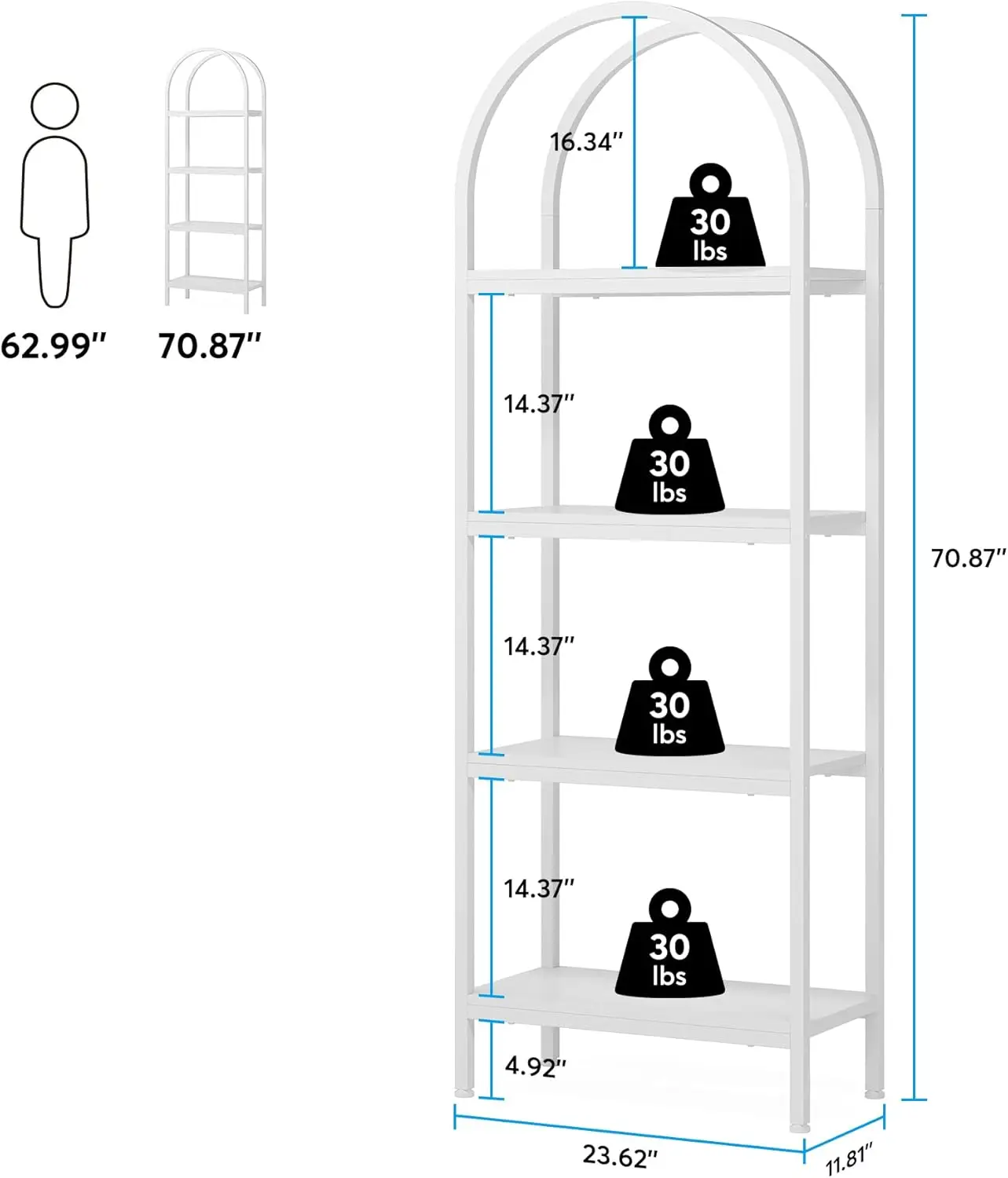 Tribesigns 4-Tier Open Bookshelf, 70.8