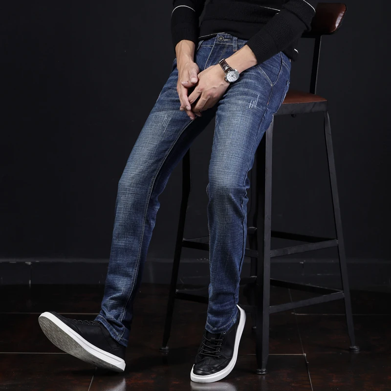 

New Autumn Winter Versatile Fashion Business Casual Commuter Stretch Men's Jeans Slim Fit Comfortable Small Straight Long Pants