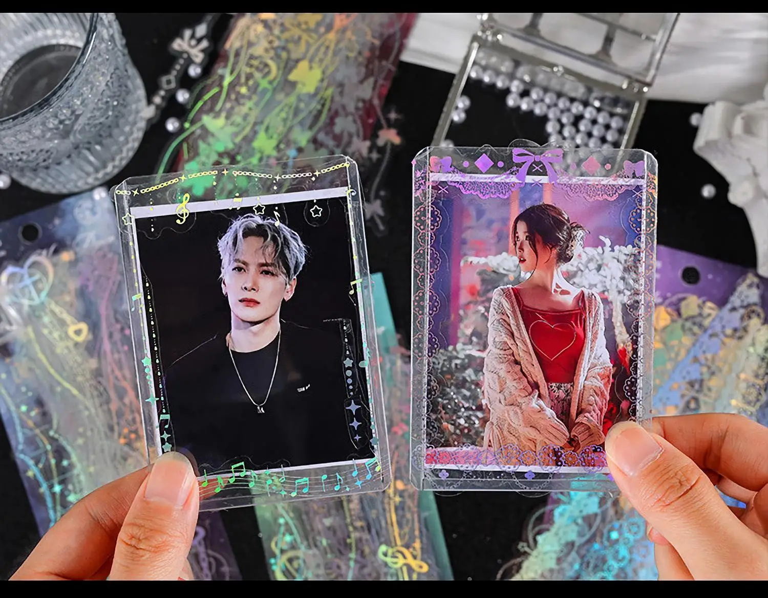 30 Sheets Korean Style Deco Sticker Pack - Cute & Stylish Holographic Foil Stamping Sticker for Kpop Toploader, Journals & More