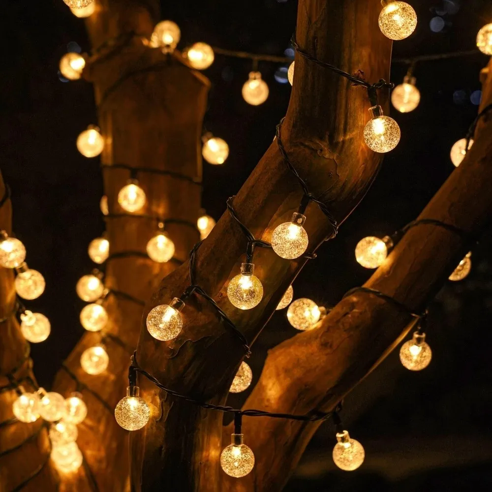 12 متر طول الشمسية كريستال الكرة سلسلة ضوء تصميم مقاوم للماء 8 طرق LED سلسلة أضواء تعمل بالطاقة الشمسية 100 مصباح ليد #2