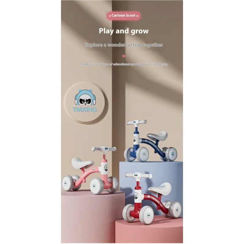 

Balance Bike (for kids) 1-3children's bicycle silent wheel pedal-free balance car four-wheel scooter