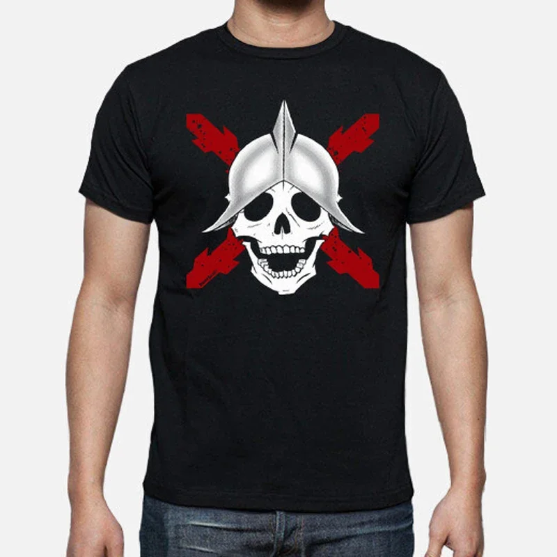 

Нет капиллярного ни-меuerto. Футболка Cruz De Borgoña Calavera Español Tercio, футболка из 100% хлопка с короткими рукавами и круглым вырезом, повседневный мужской топ