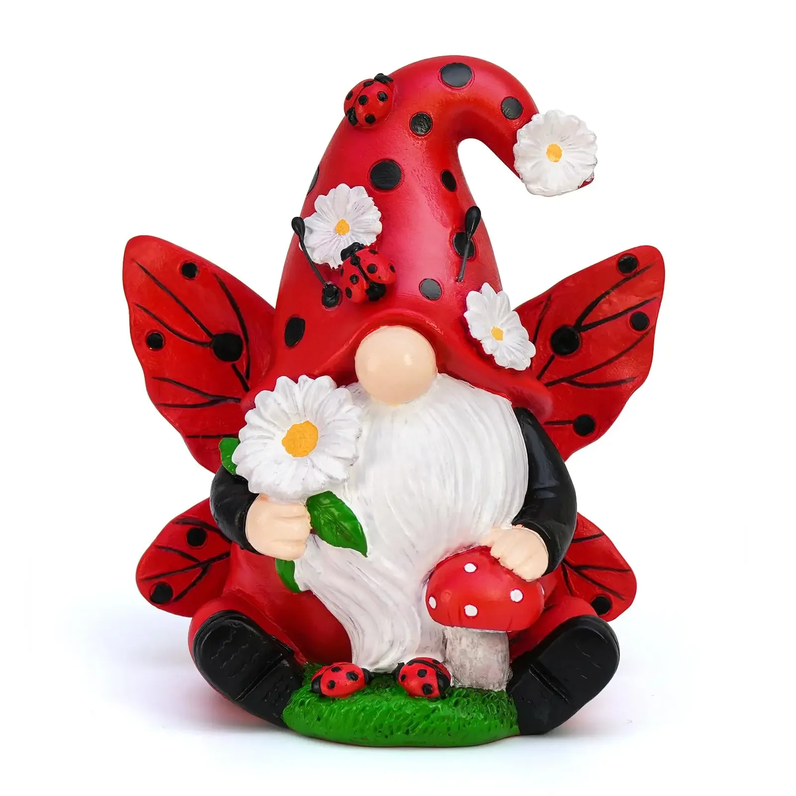 Ladybug Gnome Ornament Resin Garden Gnome Ornament Ladybug Gnome Garden Gnome ornament Lawn Outdoor decoration