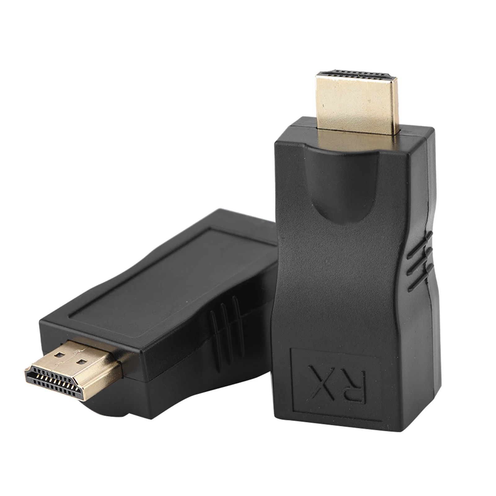 2x HDMI 30m To RJ45 Network Cable Extender Converter Repeater Single HDMI Extender Over CAT‑5e CAT6 HDMI to RJ45 Extender