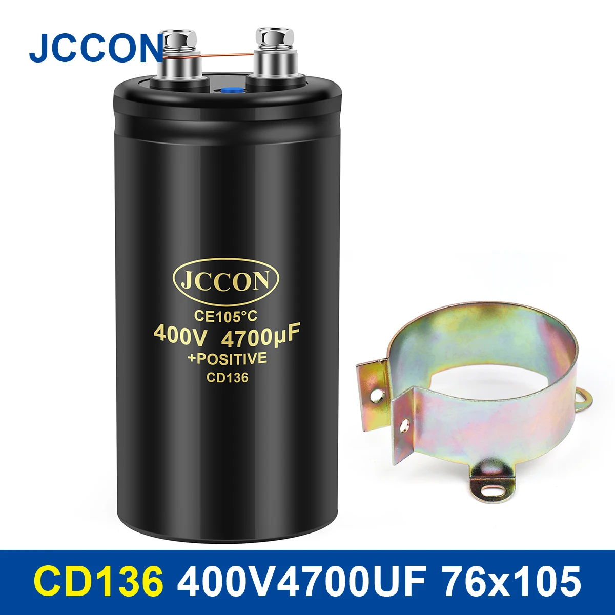 

JCCON Bolt Electrolytic Capacitor 400V4700UF 76x105mm CD136 Screw Capacitors CE105℃ Original &Brand New With Bracket 2000Hours