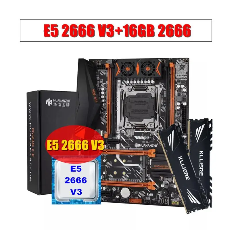 Go! HUANANZHI BD4 LGA 2011-3 Motherboard kit xeon x99 E5 2666 V3 2*8G DDR4 2666 NON-ECC memory NVME USB3.0 ATX